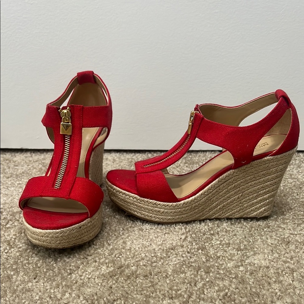 Michael Kors Stylish Red Wedge Sandals